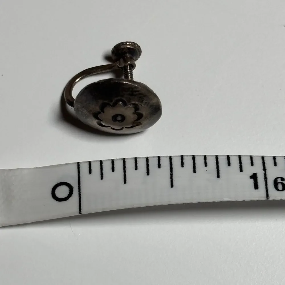 Vintage Silver Screw Back Earring Set of 3 Sterling, 935, Mahogany Obsidian - Picture 10 of 10